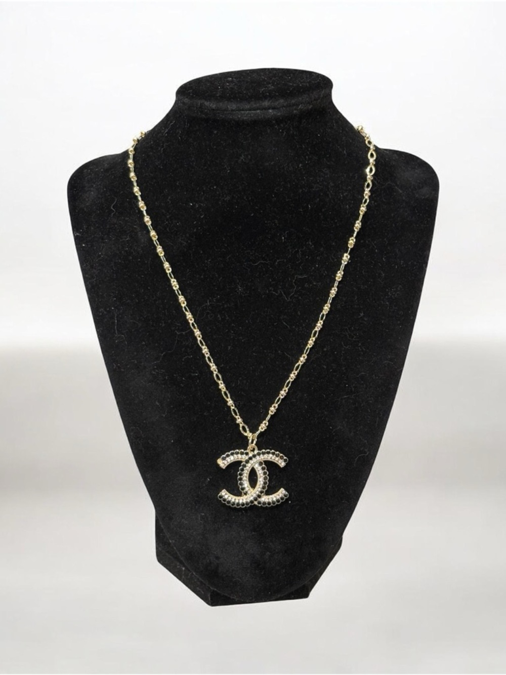 CC Upcycled Stamped Charm Gold-Tone Double C Pendant Necklace